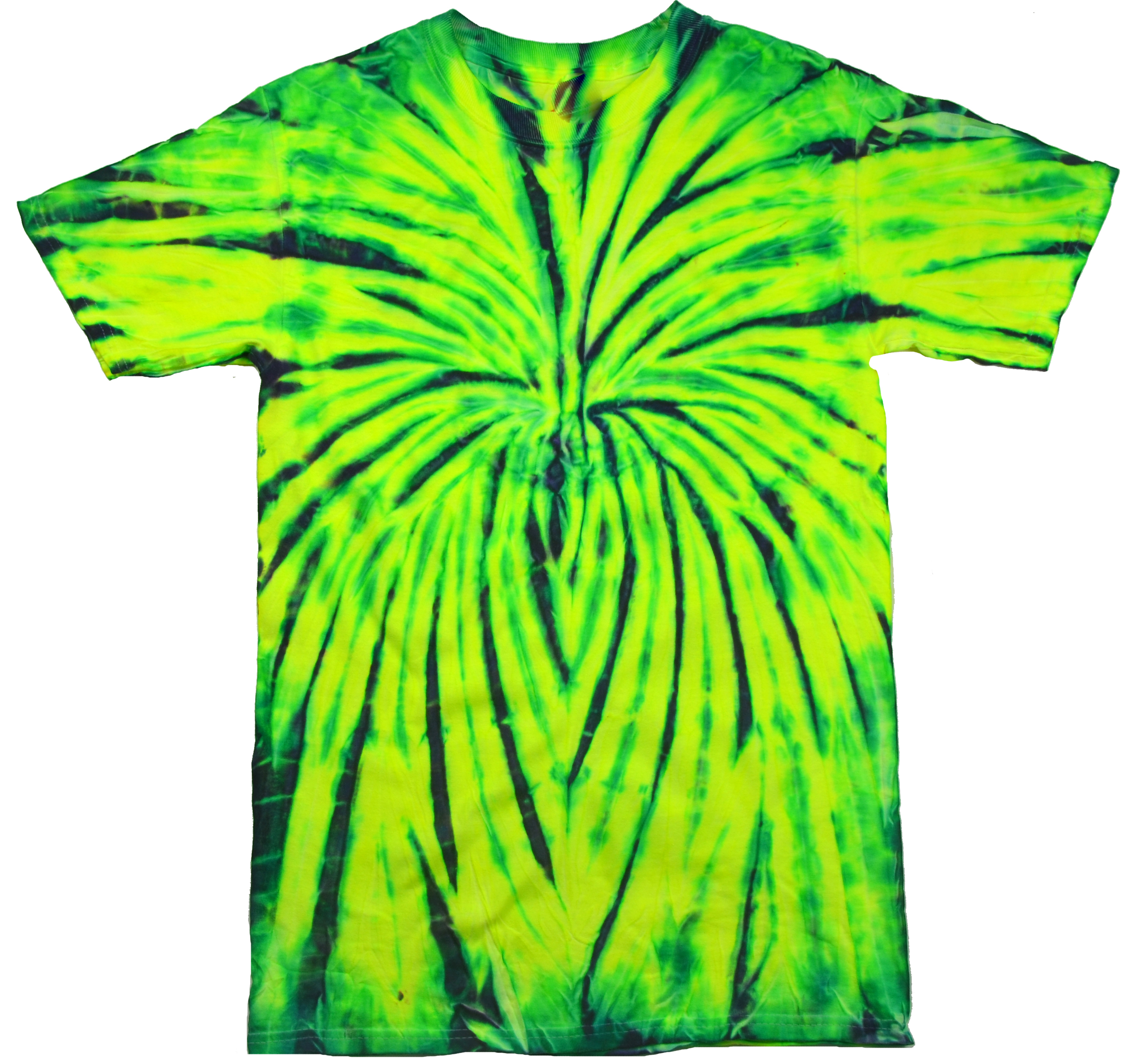 Tie Dye Shirt Multi Color Yellow Green Wild Spider Spiral